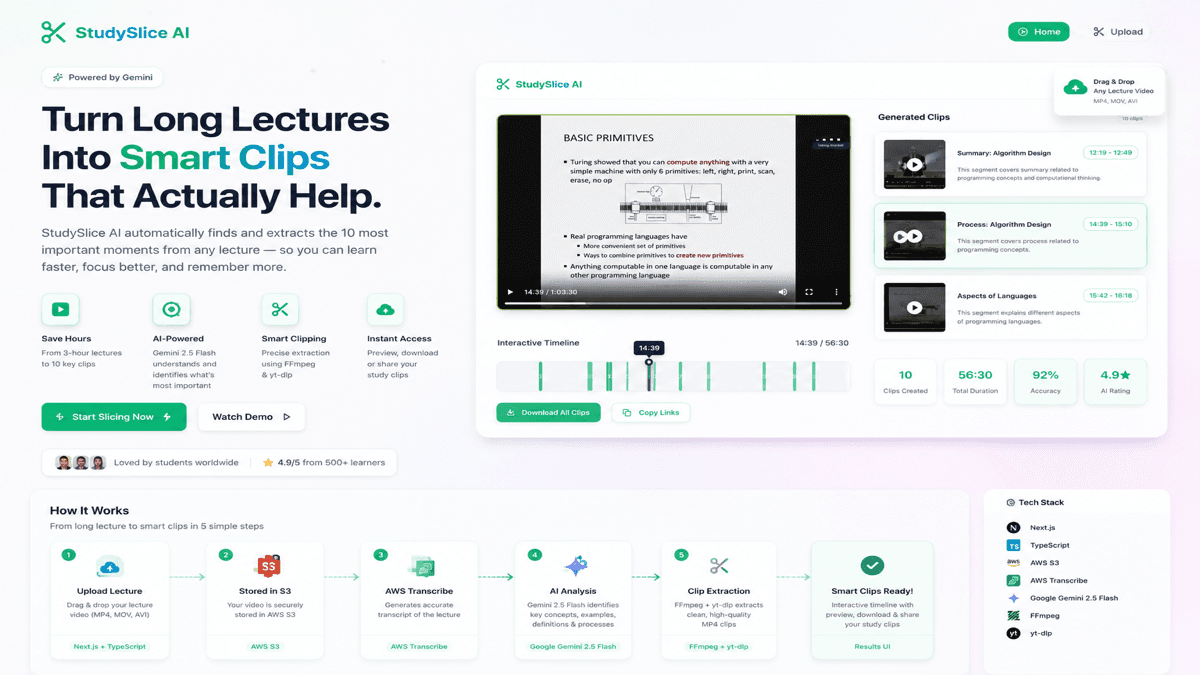StudySlice AI — Lecture-to-Study-Clip Intelligence System