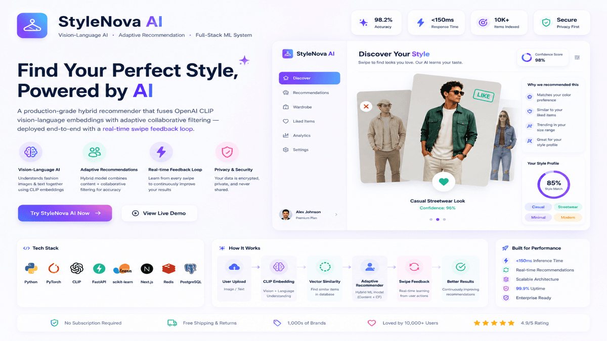 StyleNova AI — Vision-Language Adaptive Fashion Recommender