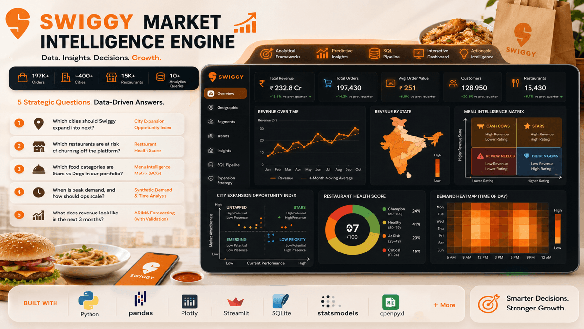 Swiggy Market Intelligence Engine — Strategic Food Analytics